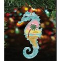 Gloriousgifts 8198517 Seahorse Scenic Wooden Christmas Ornament Set of 2 GL1786002